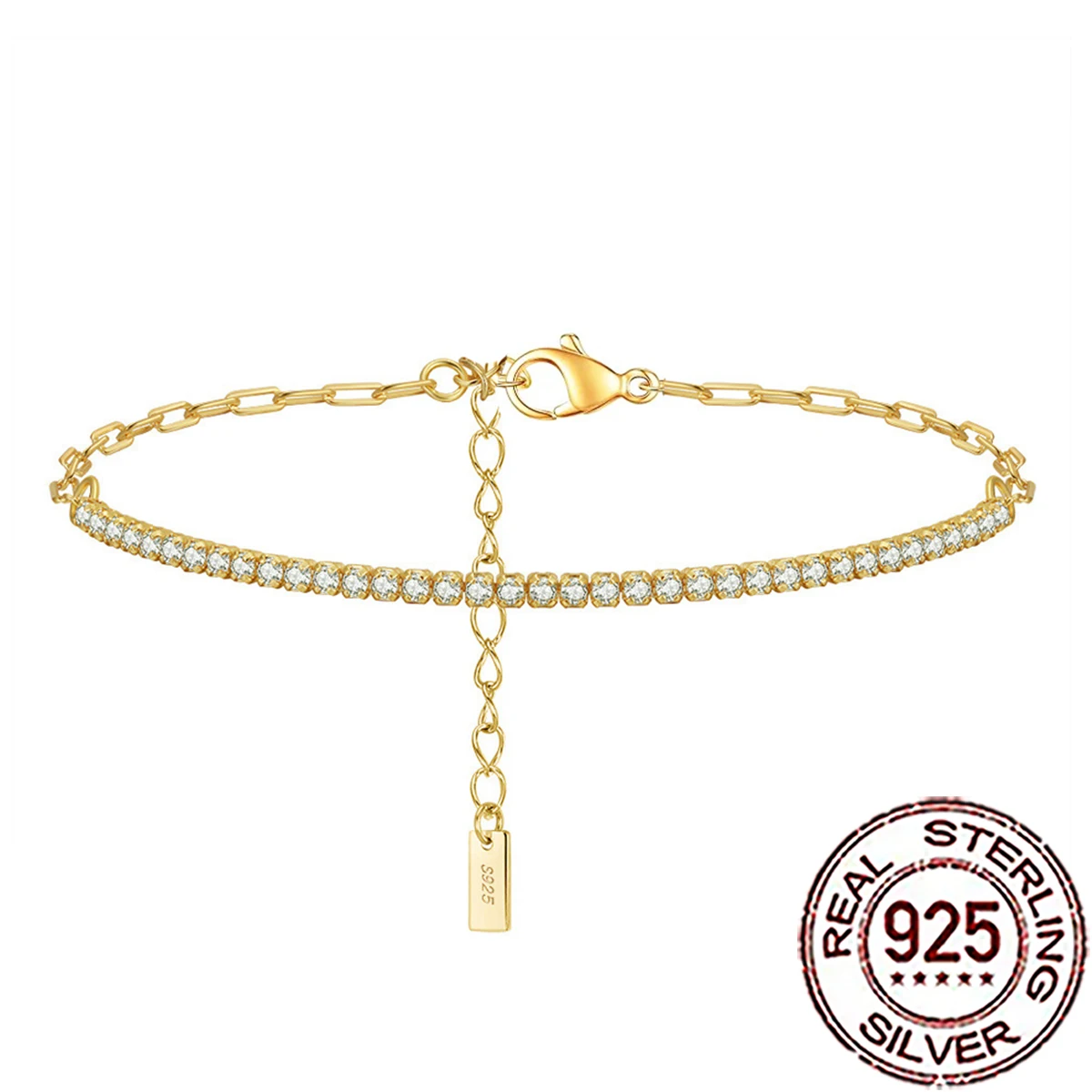 

CWWZircons, стерлинговое серебро 925, модный блестящий теннисный браслет-цепочка с кубическим цирконием для женщин, свадебная вечеринка, ювелирные изделия, подарок SB019