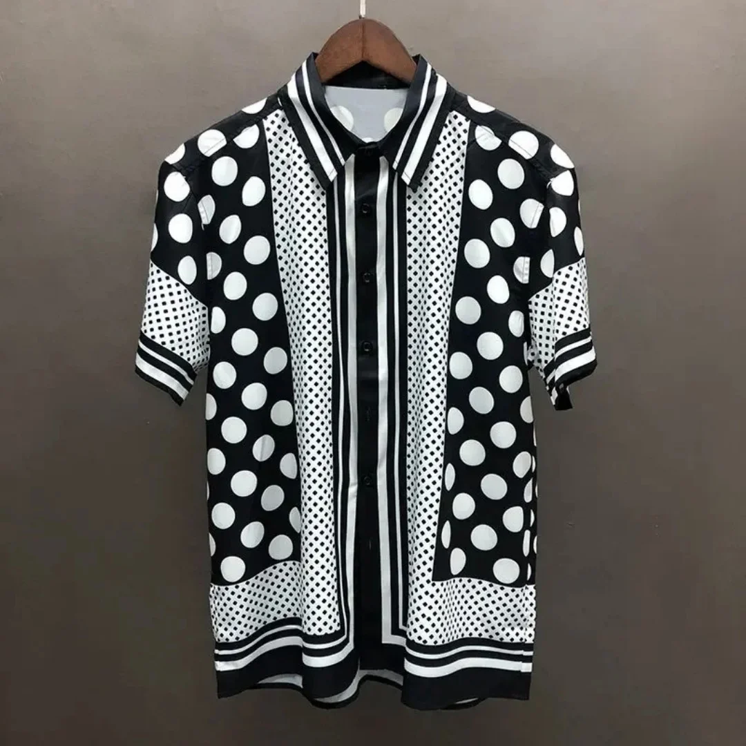 

European and American popular styles, men's high-quality luxury short sleeved shirts, comfortable high street wear, casual tops