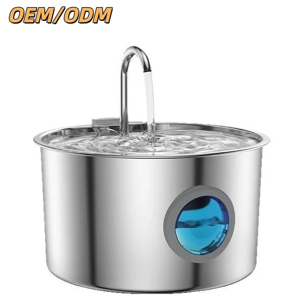 

Stainless Steel 3.2L 108oz Automatic Pet Water Fountain Cat Dog Water Dispenser with Visible Water Level Window USB Charge