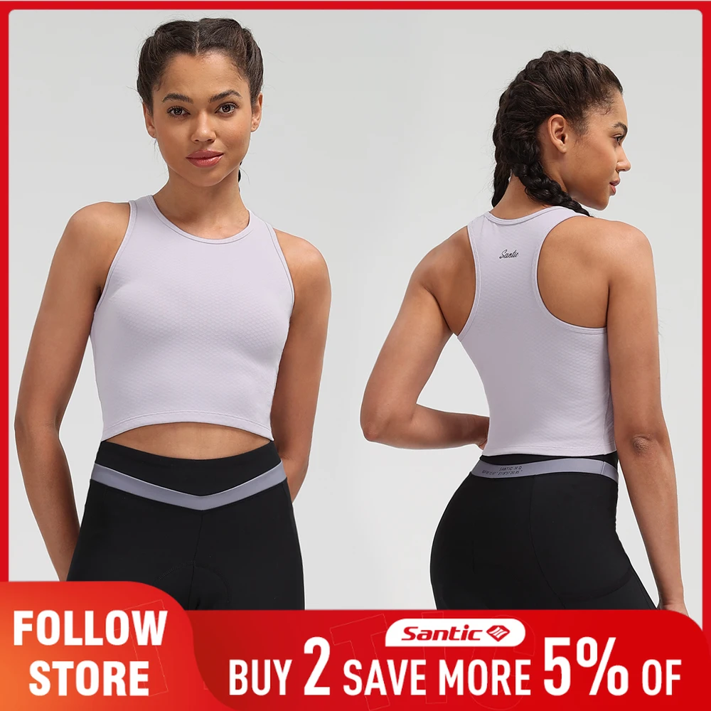 

Santic Sleeveless Fleece Cycling Jersey Women's Outdoor Breathable MTB/Road Bike Base Layer Winter Thermal Bicycle Undershirts