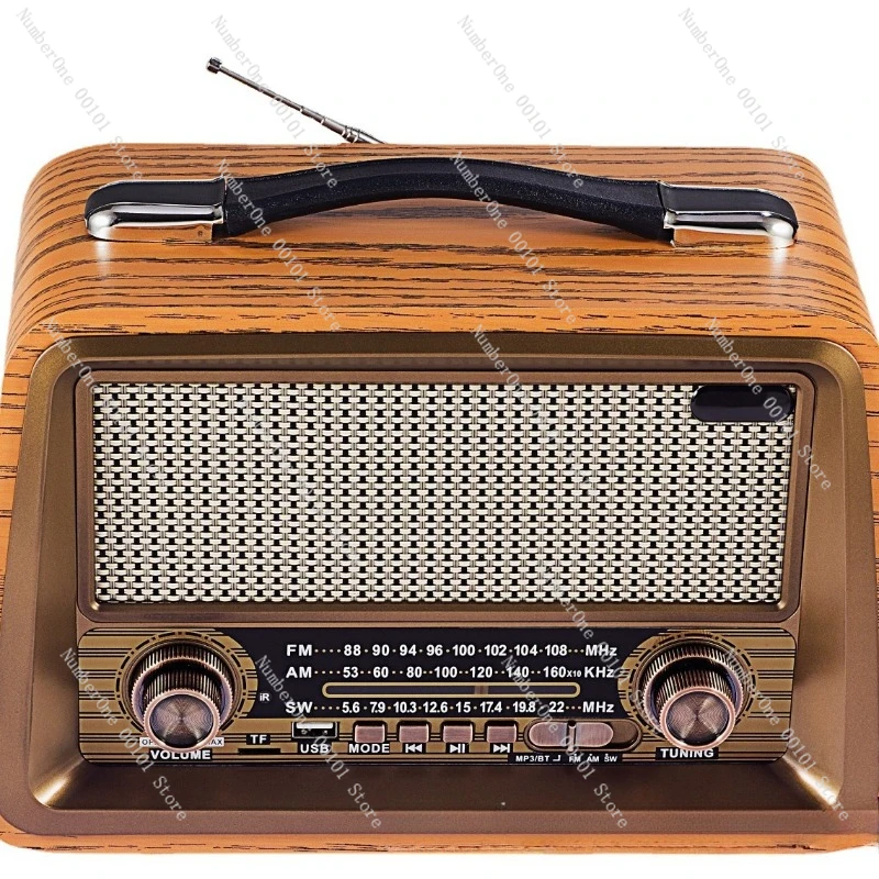 

Foreign trade wooden retro radio full band pluggable card home audio elderly radio R-2066BT