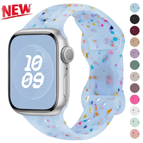 Correa deportiva de silicona para Apple watch band 40 41mm 45mm 44 38 49 pulsera transpirable para iwatch Series 11 10 9 8 7 6 5 3 SE Ultra