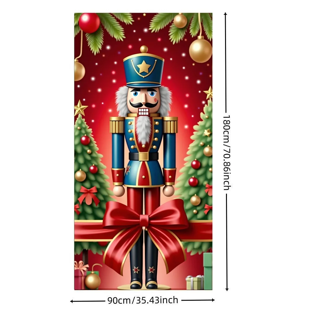 Nutcracker Soldier Lining For Christmas Doors Xmas Outdoor Decoration Door Cover For Front Door Home Christmas Party Supplies