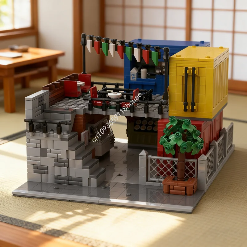 

1268 шт. MOC модульный уличный пейзаж пищевой рынок модель строительные блоки игрушки архитектура сборка рождественские подарки DIY творческая идея