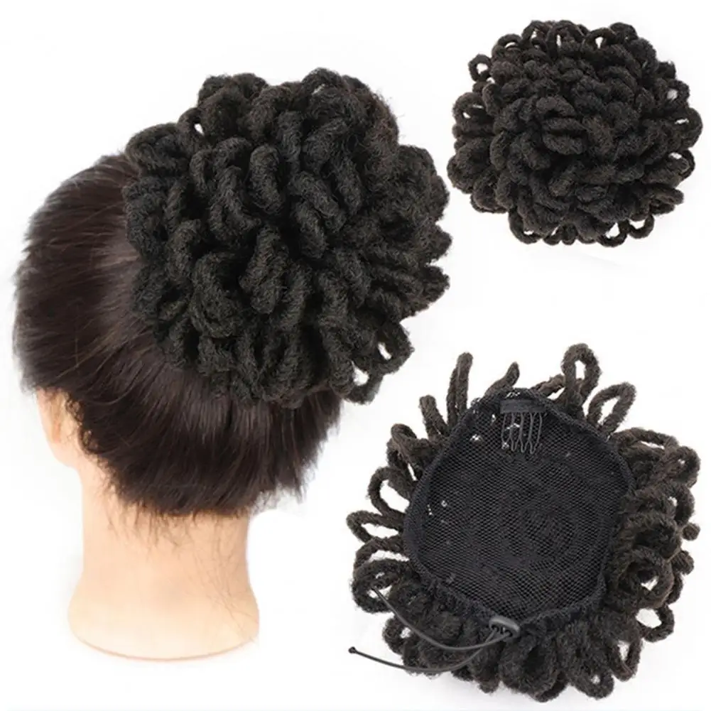 Women Wig Fluffy Makeup Tool High Temperature Silk African Bun Dirty Hair Bag Wig Knotless Braids Wig Synthetic Box Braided Hair