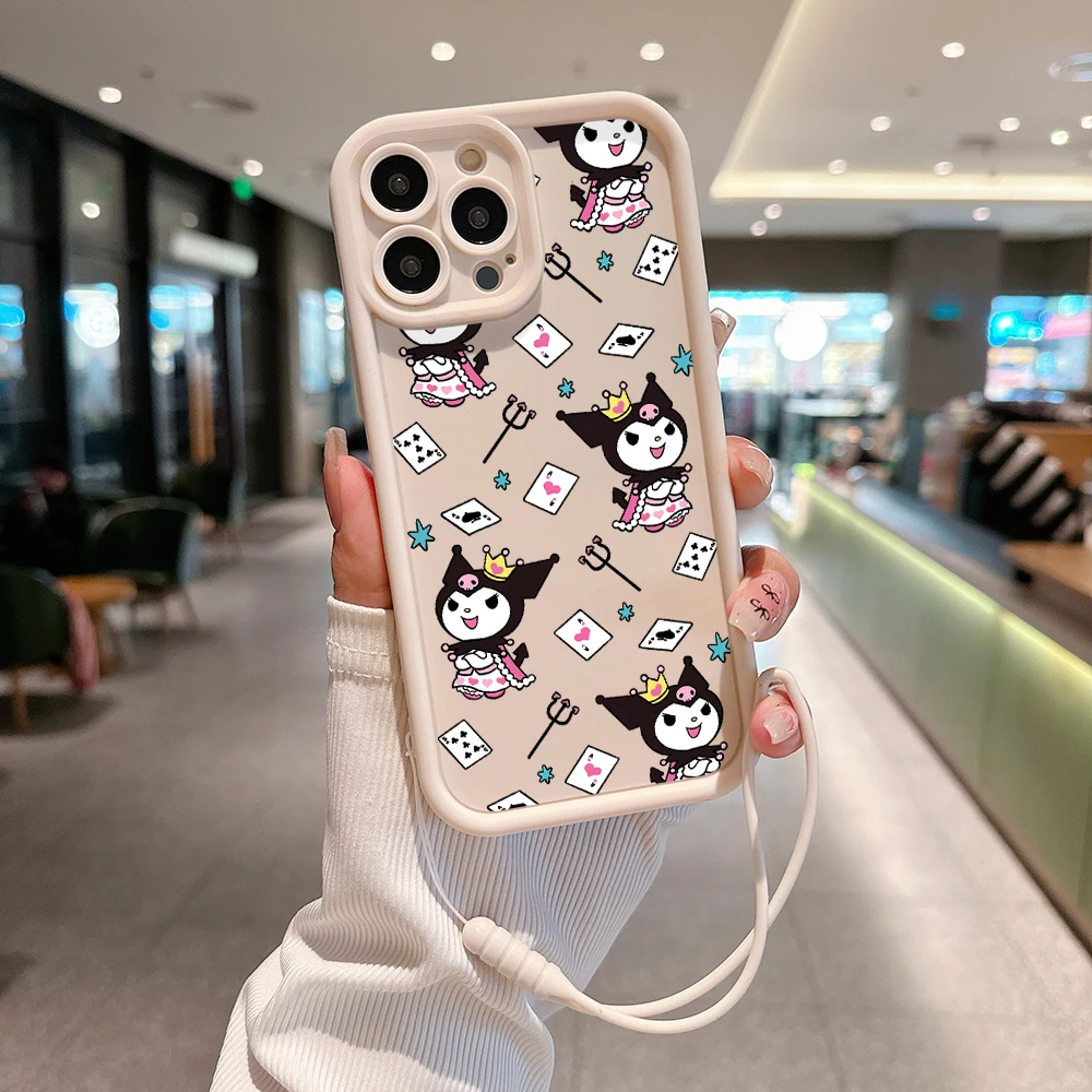 Cute MyMelody Kuromi Phone Case for OPPO Realme 8 8i 7i 11 C11 C12 C15 C20 C21Y C31 C33 C35 C53 C55 4G 5G Cover with Hand Strap