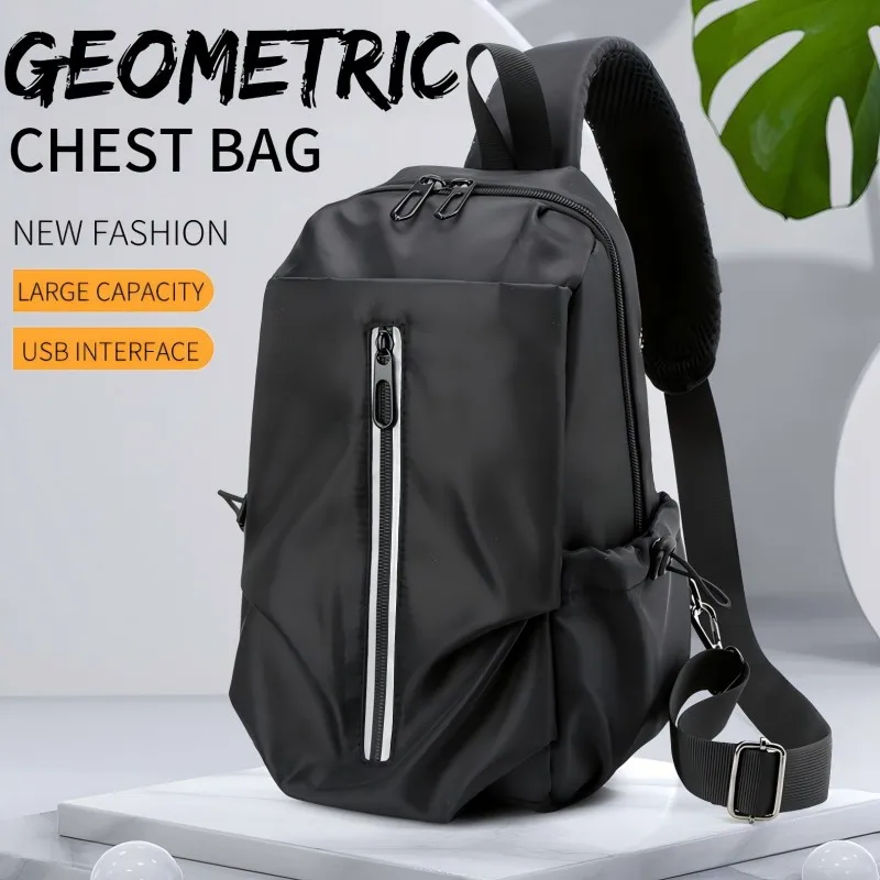 

Men's Sports Messenger Bag - Large Capacity Chest Bag with Multiple Compartments for Hiking, Outdoor Activities - Shoulder Bag