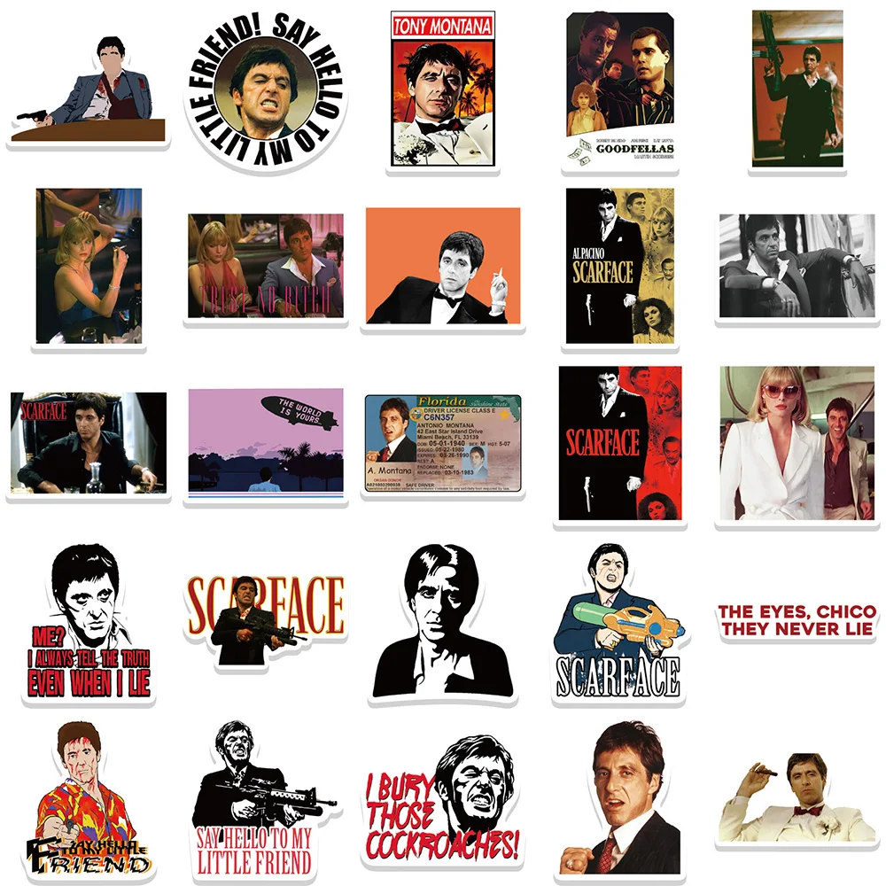 10/30/50pcs Classic Movie Scarface Stickers for Laptop Skateboard Luggage Motorcycle Waterproof DIY Kid PVC Cool Sticker Decals