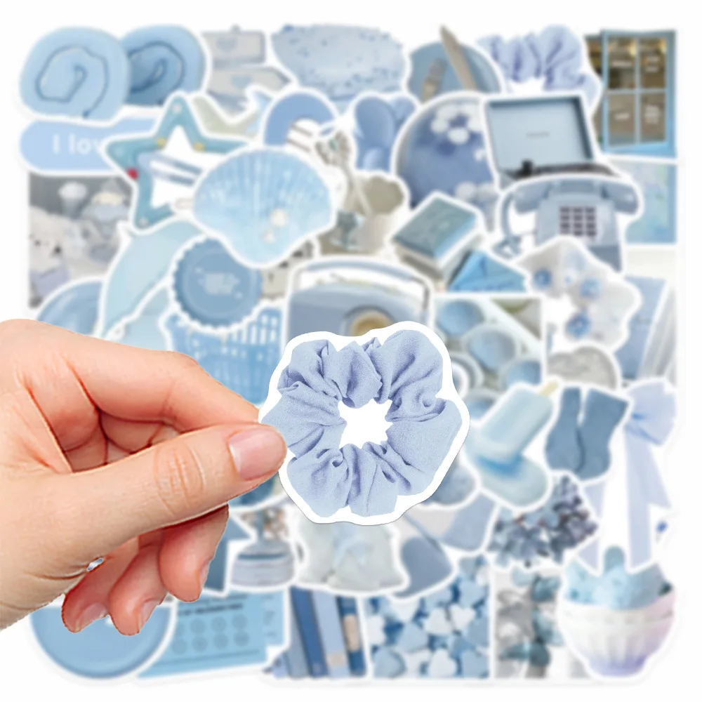 10/30/50pcs Cartoon Blue Ins Style Stickers Decals For Phone Laptop Scrapbook Skateboard Guitar DIY Graffiti Aesthetic Stickers
