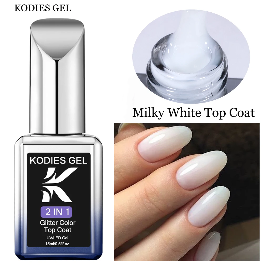 KODIES GEL Melkwitte Top Coat Gel Nagellak Semi-permanente UV/LED Gel Top Coat Finish Sealer Franse manicure Nagels Art Salon