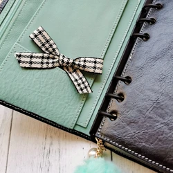 Petit Vogue Houndstooth Ribbon Bow Paper Clip Ins Style Bookmarks Notebook Decoration Book Accessories Cute Stationery