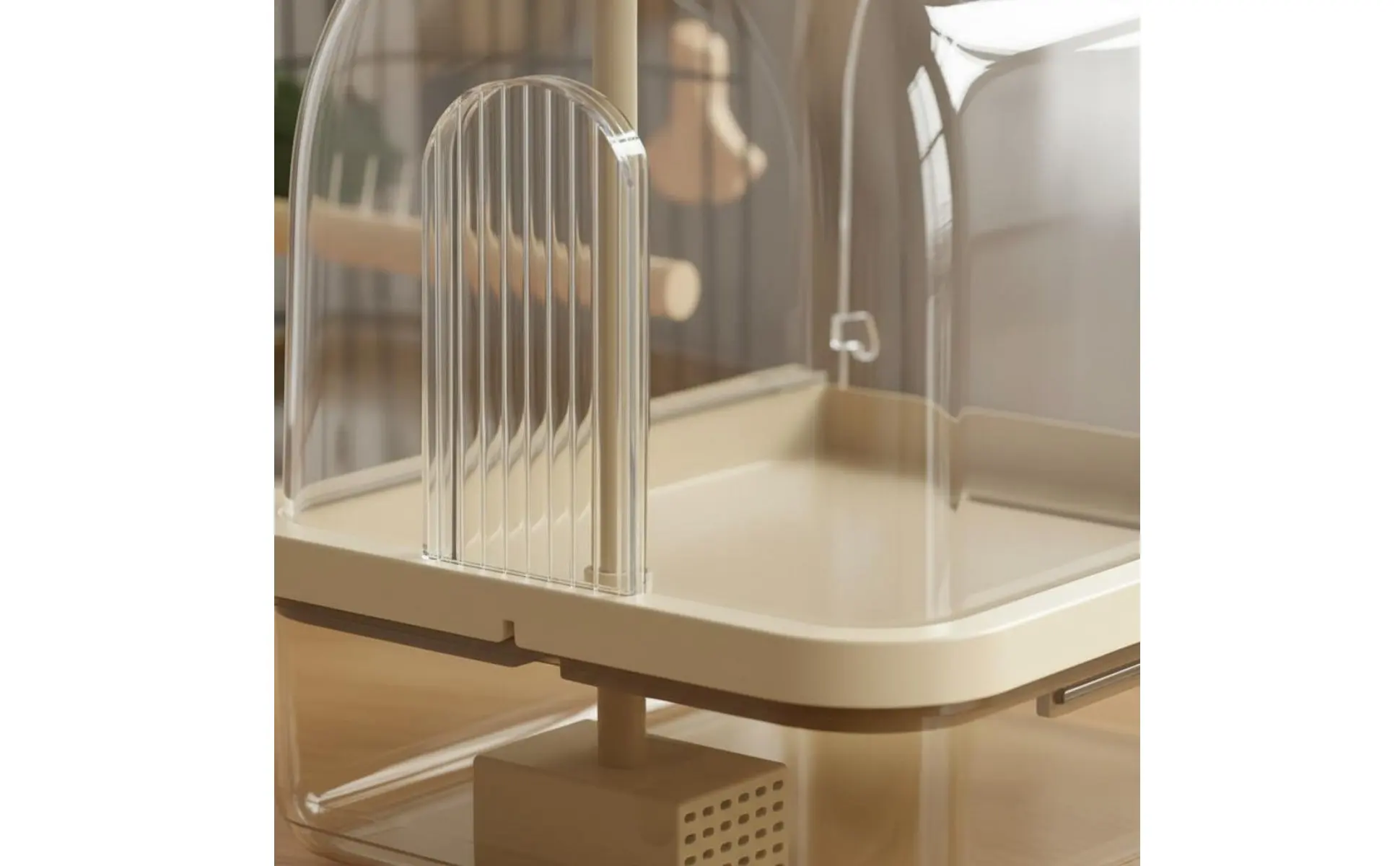 Hanging Avian Shower Transparent Panoramic View Enclosed Avian Bathing Box Parakeet Bath House Easy to Disassemble Pet Supplies
