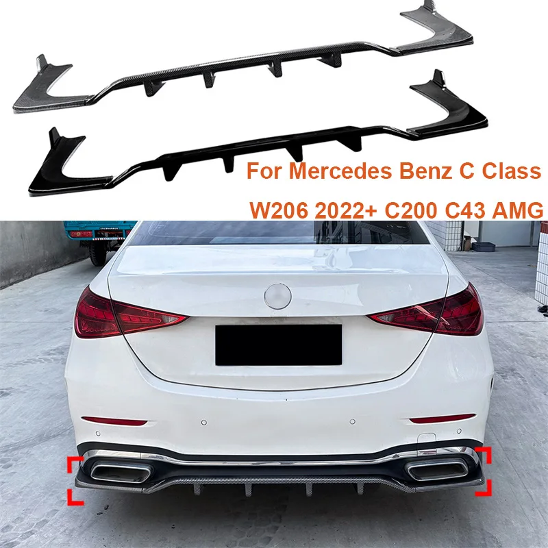 

Car lower Rear Bumper Lip Diffuser Spoiler Splitter Protector Deflector guard For Mercedes Benz C Class W206 2022+ C200 C43 AMG