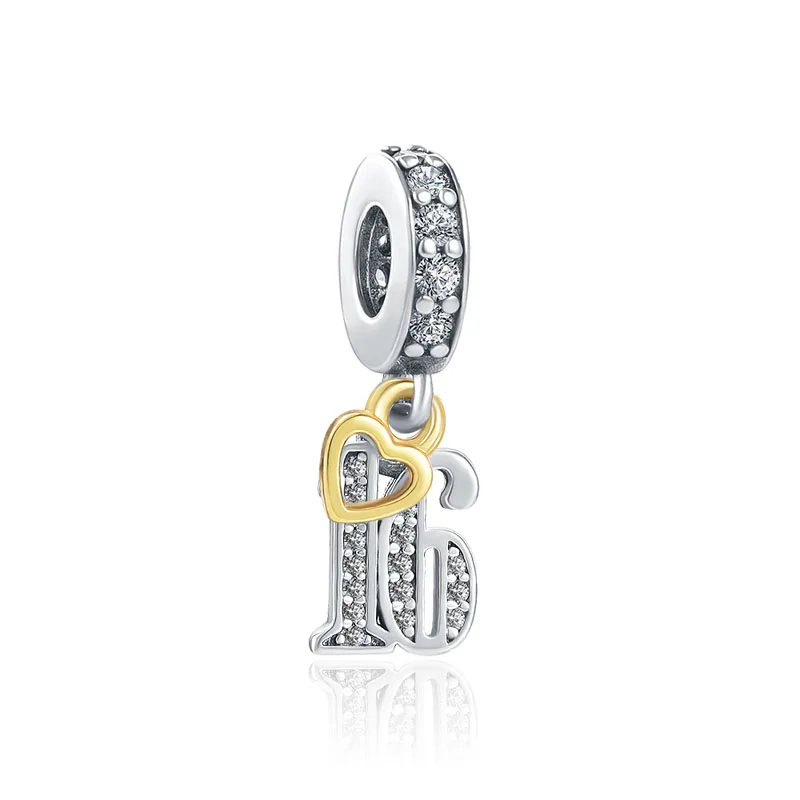 Nowy 925 srebro numery 16 18 21 30 40 50 Pandora Charm Fit oryginalny Charms bransoletka Pandora zwisające koraliki tworzenia biżuterii