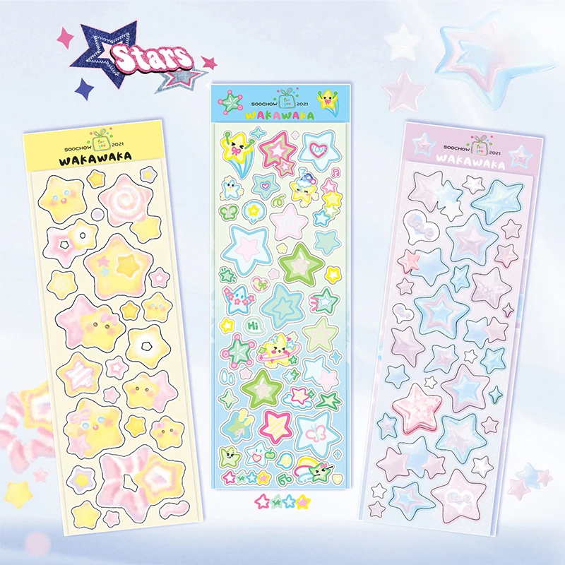 1Sheet Kawaii Colorful Star Pattern Stickers Y2K Stars Stickers DIY Scrapbooking Sticker Kpop Idol Photo Card Decor Materials