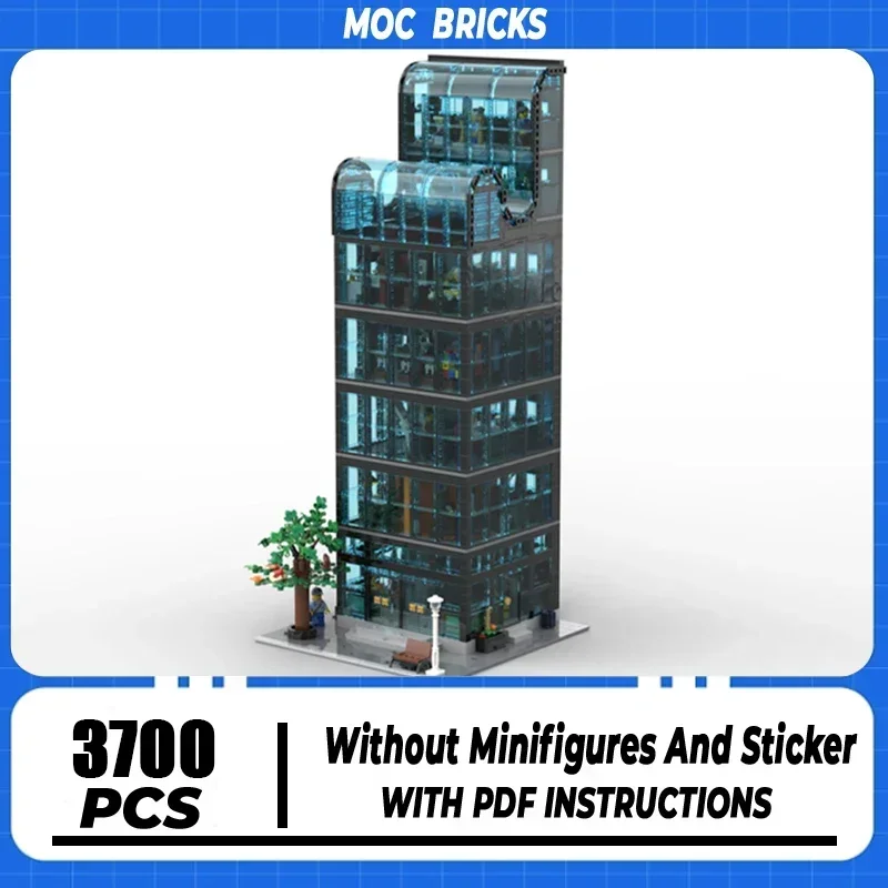 

Modular Moc Building Bricks Urban Street View Downtown Skyscraper Model Technology Blocks Construstion Toy Set Assembly Gift