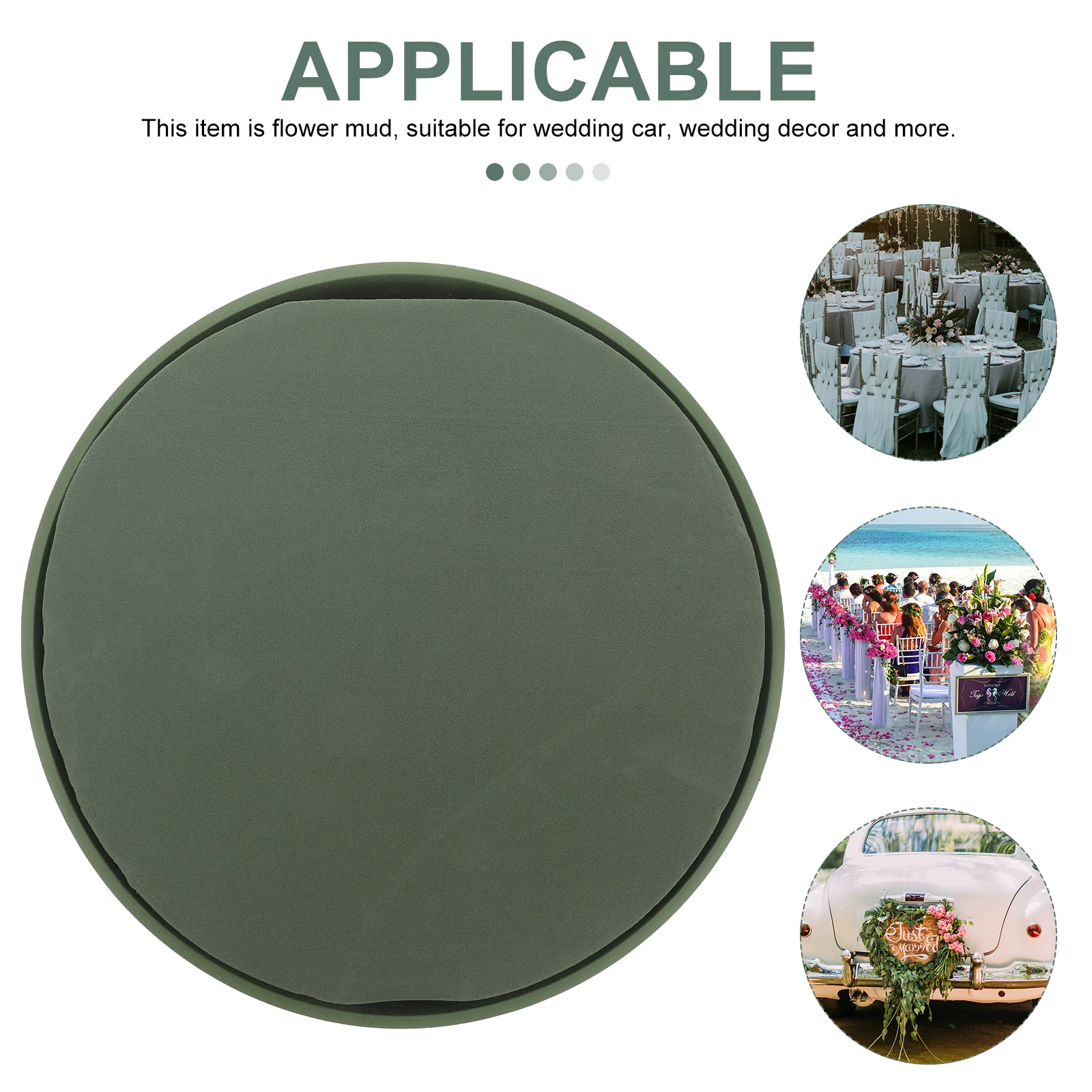 

1 Set Round Wedding Car Mud Suction Cup Tray Green Flower Arrangement Block Floral Foam Disc Holder Wet Diy Floral Supplies For