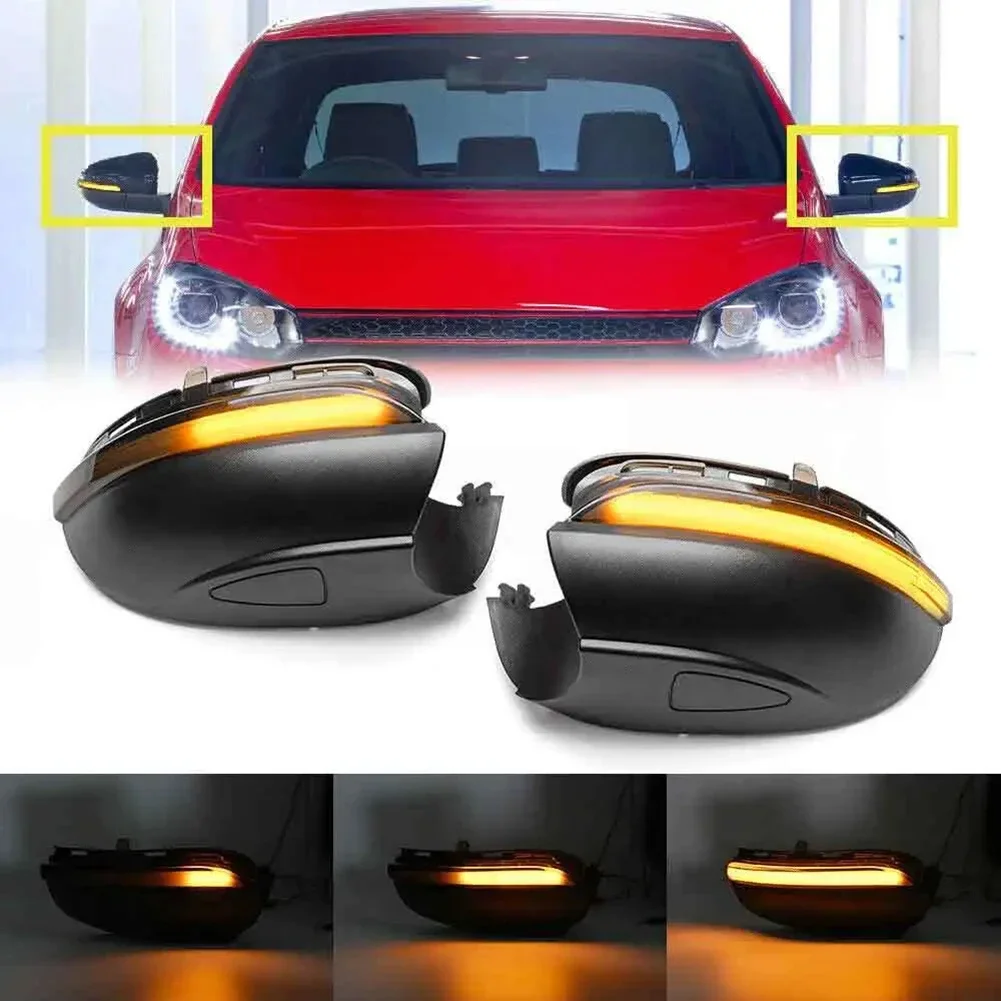 2pcs Car Side Mirror Light Lamp Lens Dynamic Turn Signal LED Rearview Mirror Frame Cover For Golf MK6 2008-14 5K0949102