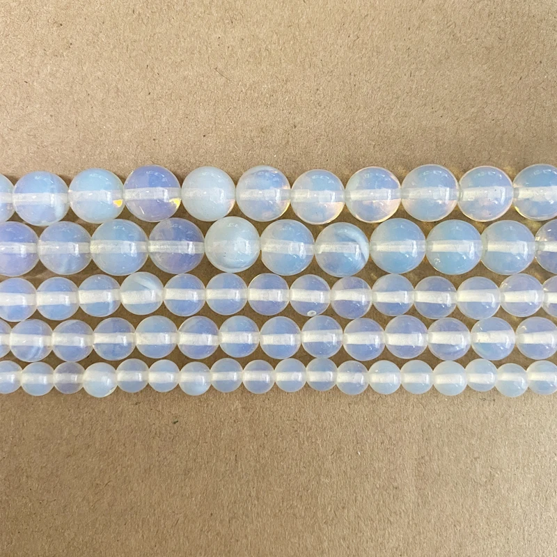 Natural Stone Smooth White Opalite Quartz Loose Beads 15\