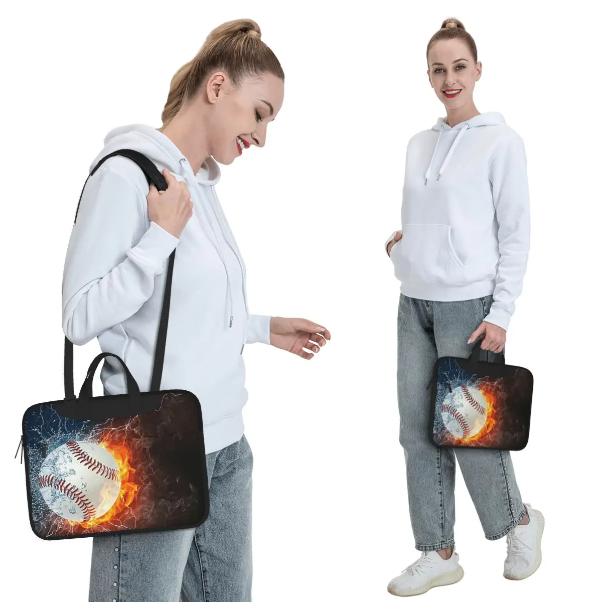 Baseball In The Fire And Water Crossbody Laptop Bag Case Computer Bag Resistant Protective Notebook Pouch for Macbook Pro Lenovo