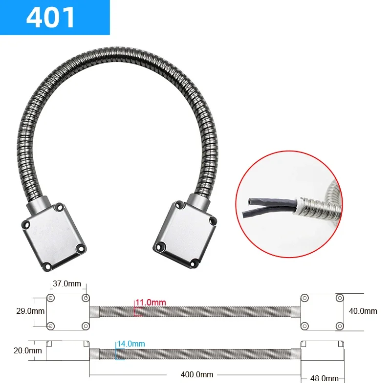 5YOA Stainless Steel Door Exposed Mounting Protection Loop Electric Cable Line for Control Lock Installation