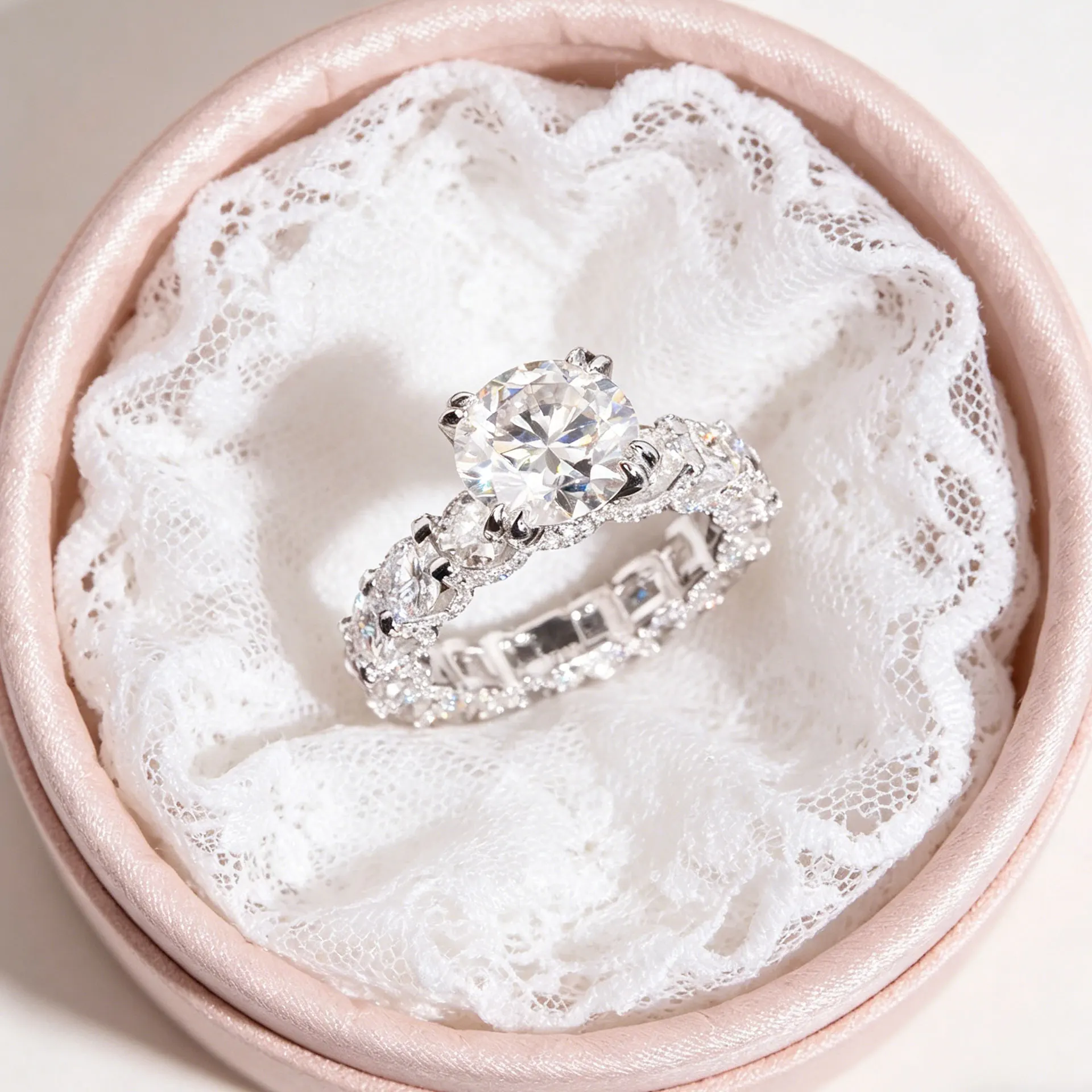 

Кольцо с муассанитом круглой огранки, серебро 925 пробы, полностью инкрустированное, обручальное, для помолвки, свадебное украшение для женщин