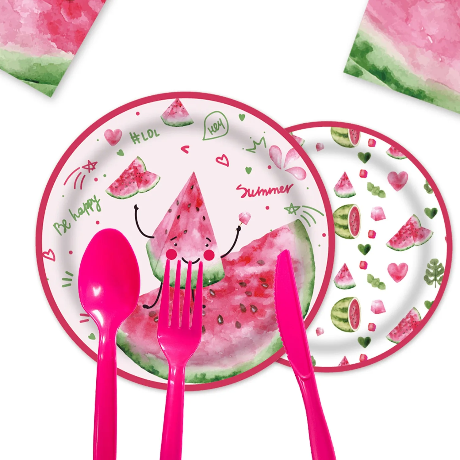 Fruit Party Decoration Disposable Tableware Summer Watermelon Plates Cups Napkins Happy Fruit Theme Birthday Party Supplies