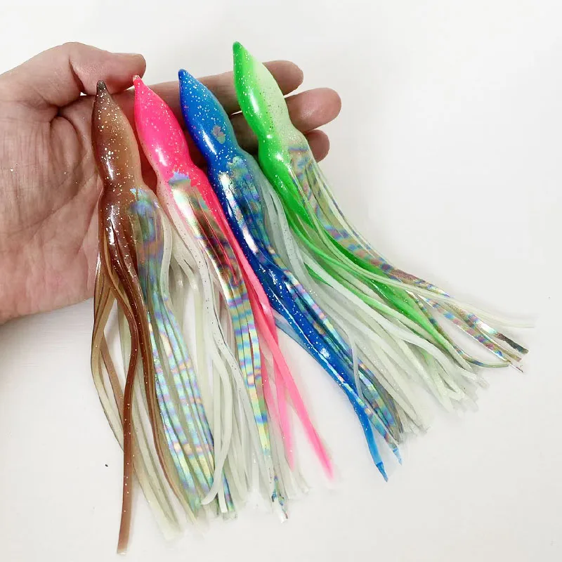 5 Stück 15cm/8cm Salzwasser-Jigging-Köder für Thunfisch & Seebarsch - Bullet Head Tintenfisch-Rock Weichköder