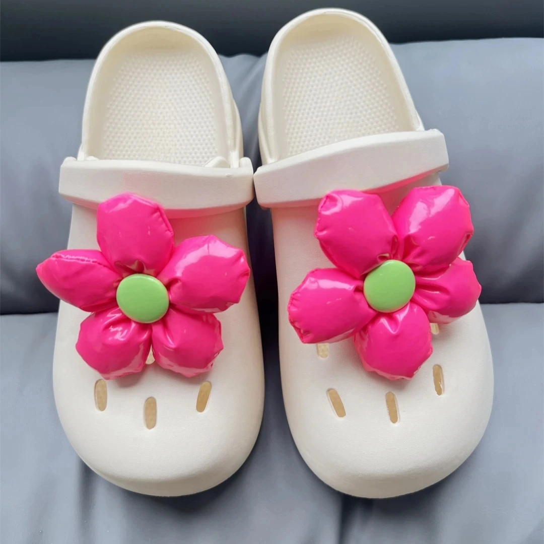 PU Leather Shoe Accessories, Charming DIY Set of Sandals, Decorative Buckles with a Diameter of 10cm, Large Flower, New 2024