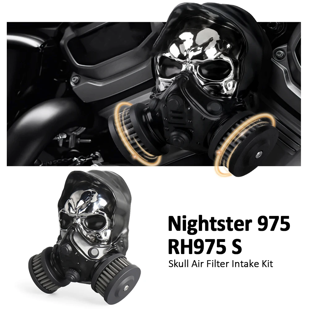 

Skull High-Flow Air Cleaner Kit For Nightster 975 RH975 S 2022-2025 Aluminum-Magnesium Alloy Skeleton Filter Intake Filter