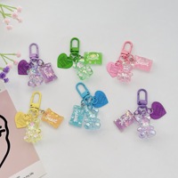 Bling Heart Animal Candy Bear Keychain Key Ring for Friends Lovers Cute Creative Bag Car Earphone Box Key Pendant Accessories