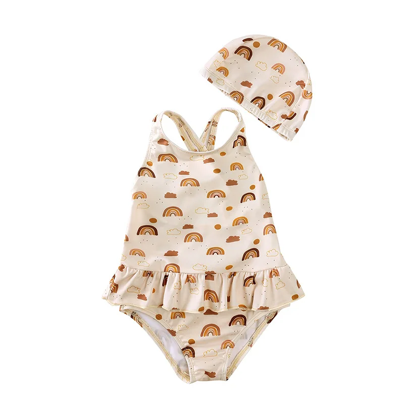 HappyFlute Summer Girls Polka Dot Cute One-piece  Ins Floral Small Fresh Holiday Spa Bathing Swimsuituit