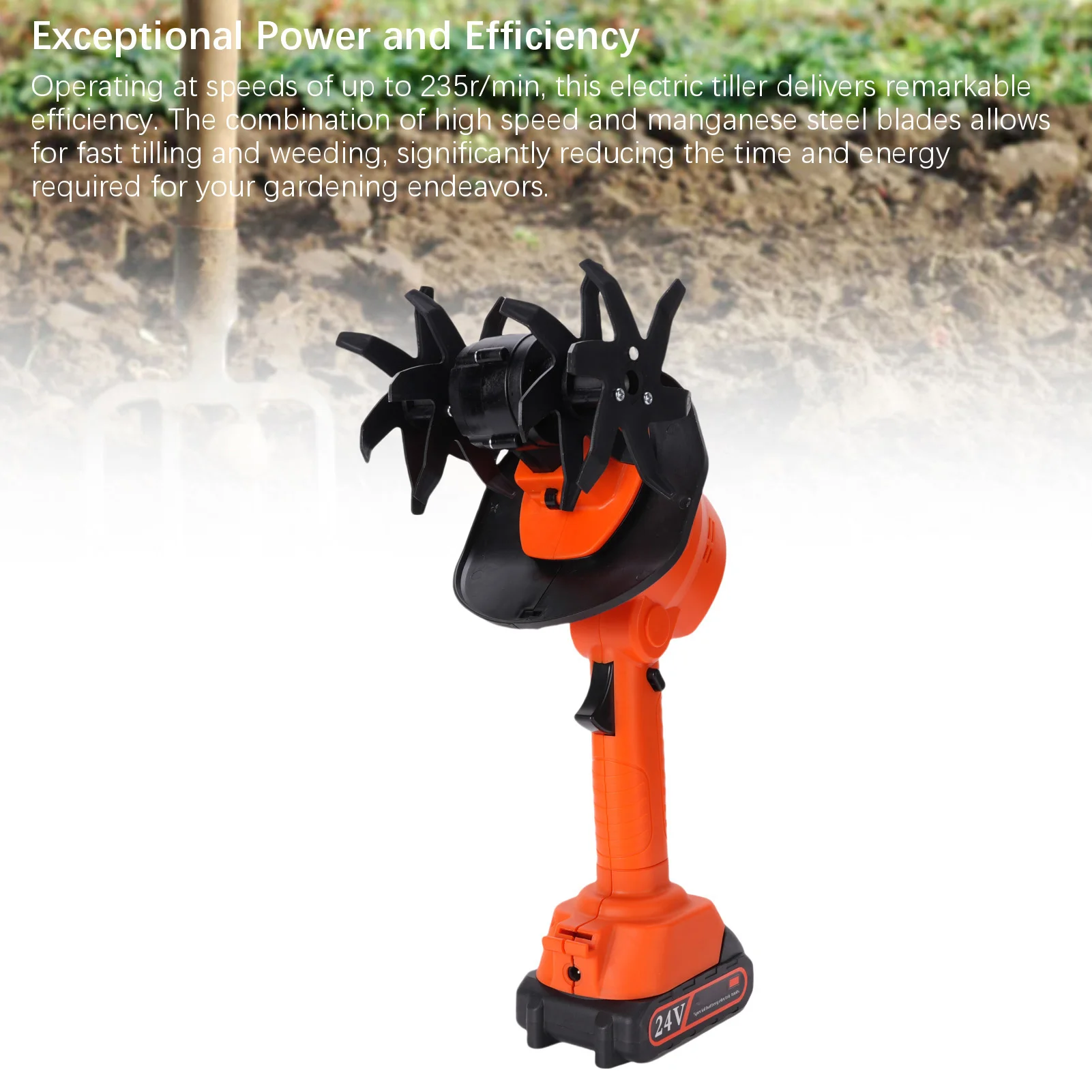 Electric Cultivator Electric Tiller Handheld Battery Powered Cordless Garden Cultivator for Lawn Soil Cultivation Rototiller