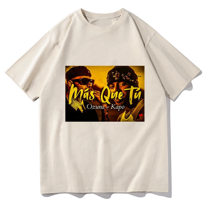 2025 Ozuna X Kapo Mas Que Tu Tour Printed Men's T-Shirt Pure Cotton Casual O-Neck Short Sleeve Streetwear Oversize Tees Tops Clo