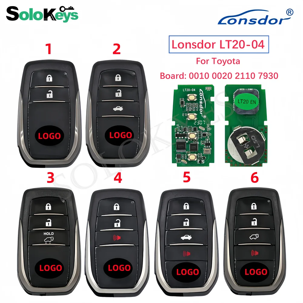 SOLOKEYS Lonsdor LT20-04 Board 0010/0020/2110/7930 Universal Smart Key Remote For Toyota With 4D 8AChip For K518 K518ISE KH100