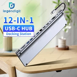 Universal USB C Hub Docking Station Dual Monitor with 2 HDTV PD 3 USB Ports SD TF Card Reader Ethernet Audio for PC Mac Laptop