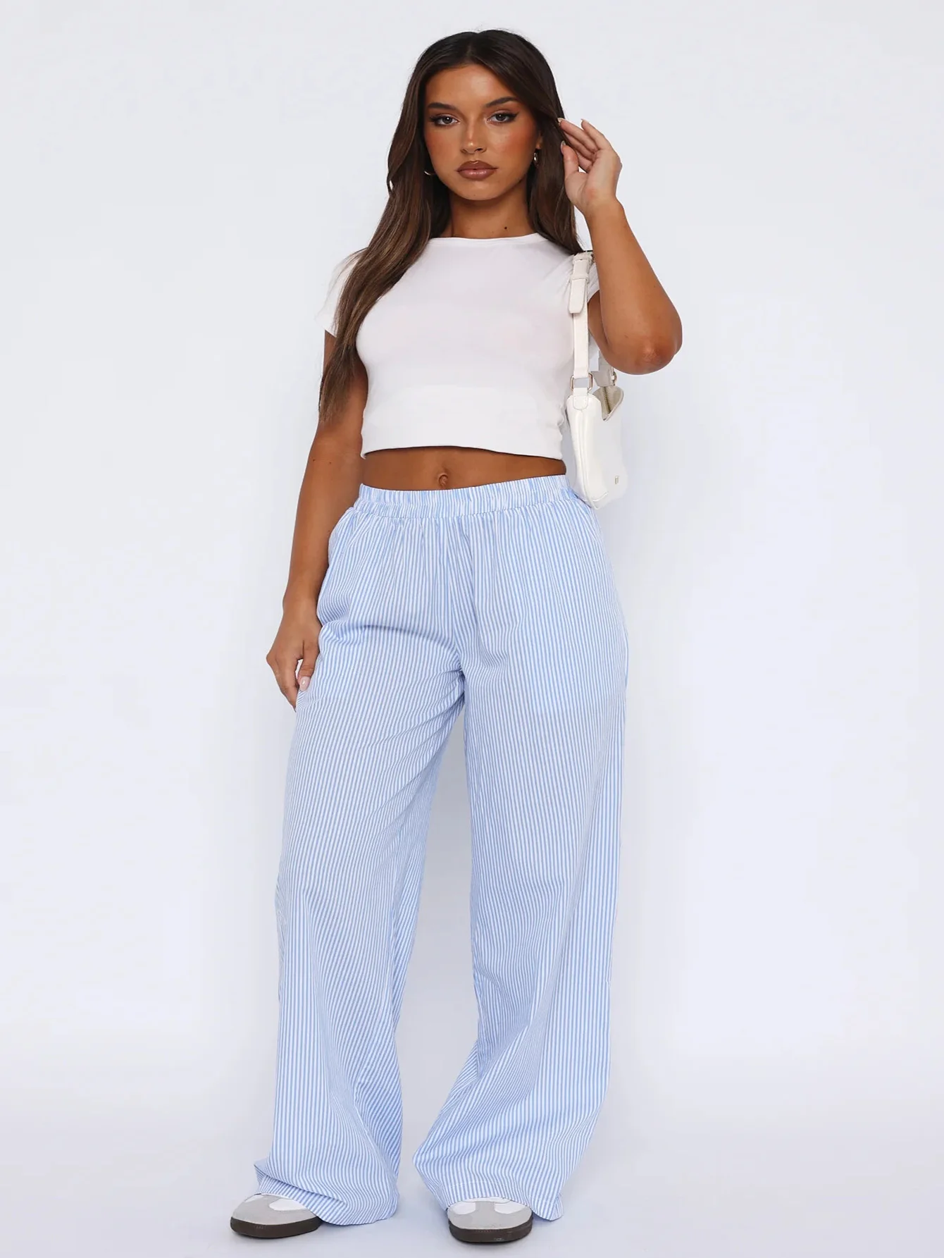 Women's woven trousers, loose striped trousers, Y2k street casual pants