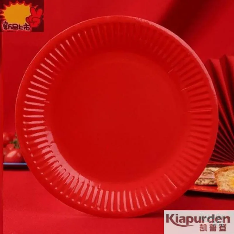 red-disposable-plastic-plate-wedding-celebration-supplies-wedding-snacks-dish-food-grade-marriage-ceremony-decoration