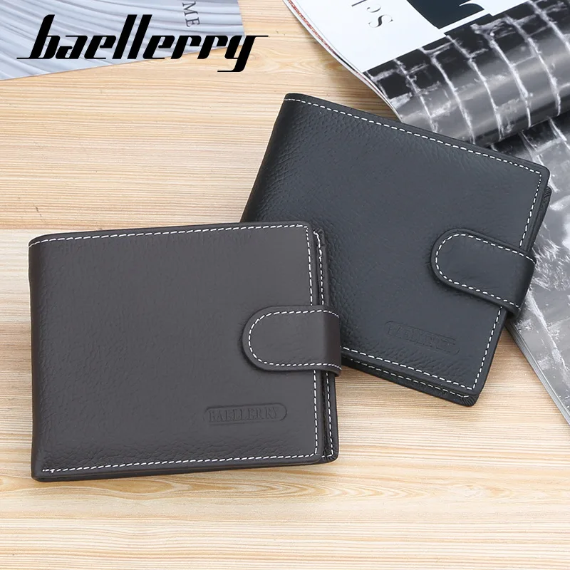 2024Genuine Leather Men Wallets Premium Product Real Cowhide Wallets for Man Short Black Walet Portefeuille Homme Cartera Hombre