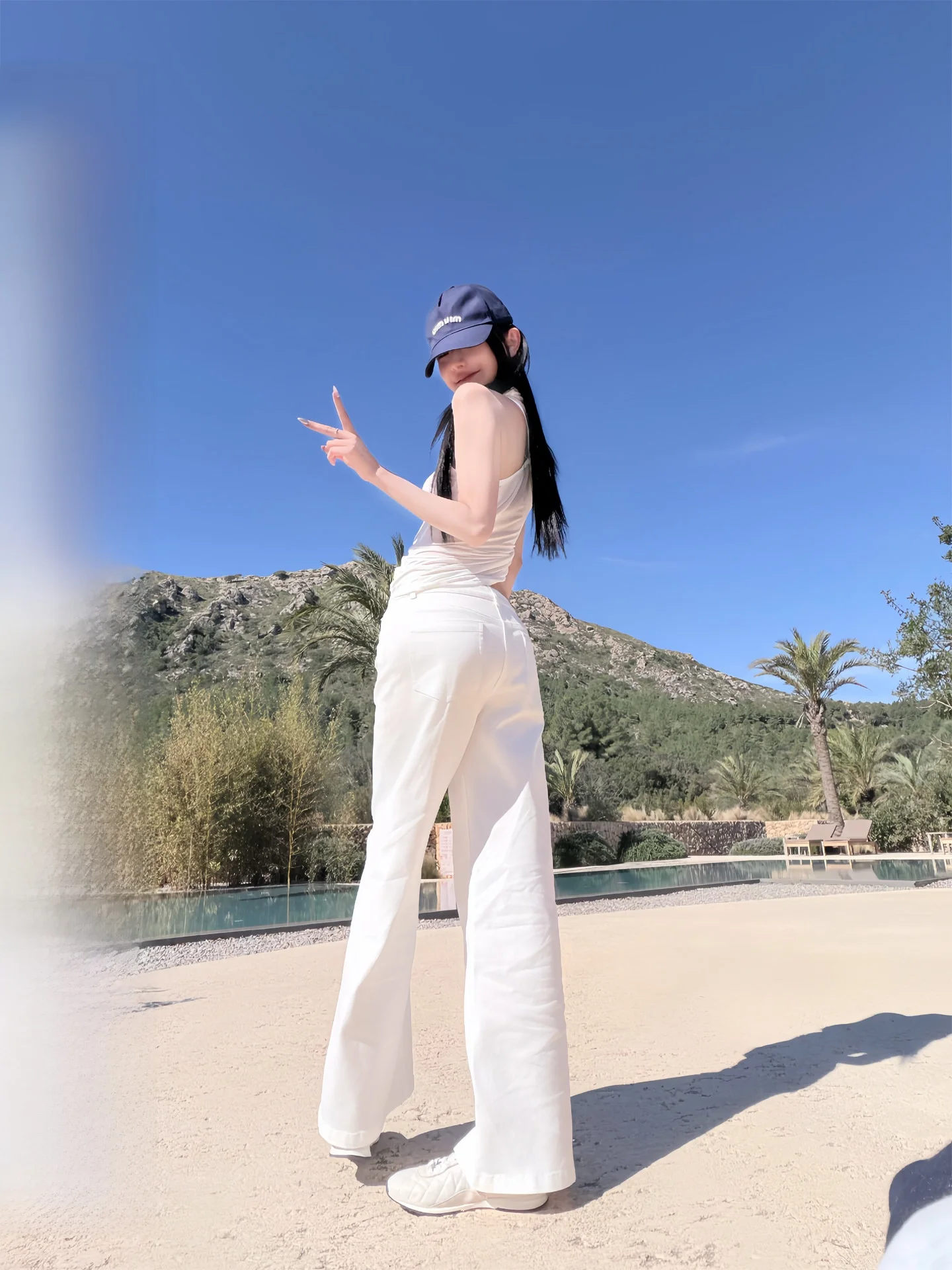 

White Wide Leg Jeans Women's Loose Casual Trousers Spring Summer Korean Style Straight Loose Sensation Commute Style Pure Color