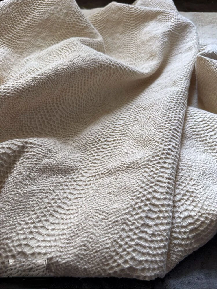 Jacquard Fabric Beige Thickening Overcoat Pillow Clothing Designer Cloth Apparel for Diy Sewing Cotton Material