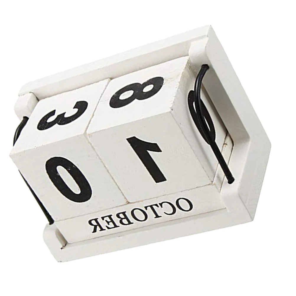 나무 영구 탁상 달력 빈티지 스타일 러스틱 나무 블록 달력 재사용 가능한 홈 데코 오피스 카페 장식