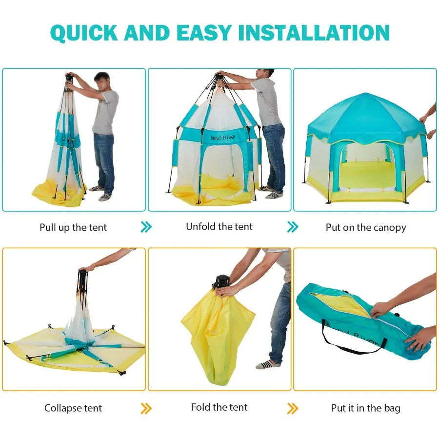 Portable Baby Playpen with Canopy for Indoor and Outdoor Use Foldable Mosquito Net Baby Beach Tent for Infants and Toddlers Lig