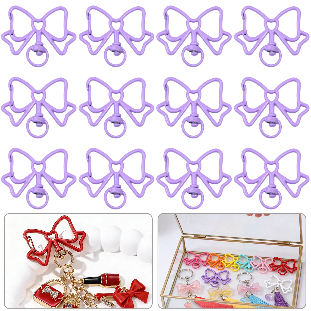 

5/10/20pcs 3*4CM Purple Colors Bowknot Shape Spring Lobster Clasps Zinc Alloy Keychain Clasps Hook for Diy Pendant Jewelry
