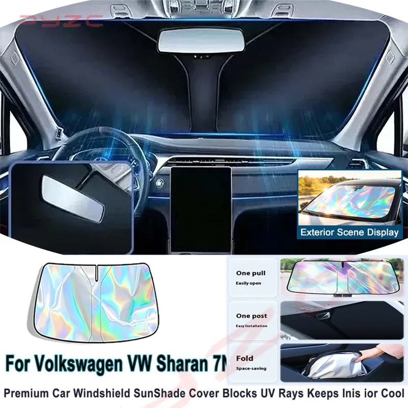 Parasol para Parabrisas de Coche Volkswagen VW Sharan 7N 2010-2023, Cubierta para Ventana Delantera, Aislamiento Térmico, Accesorios de Verano para Auto