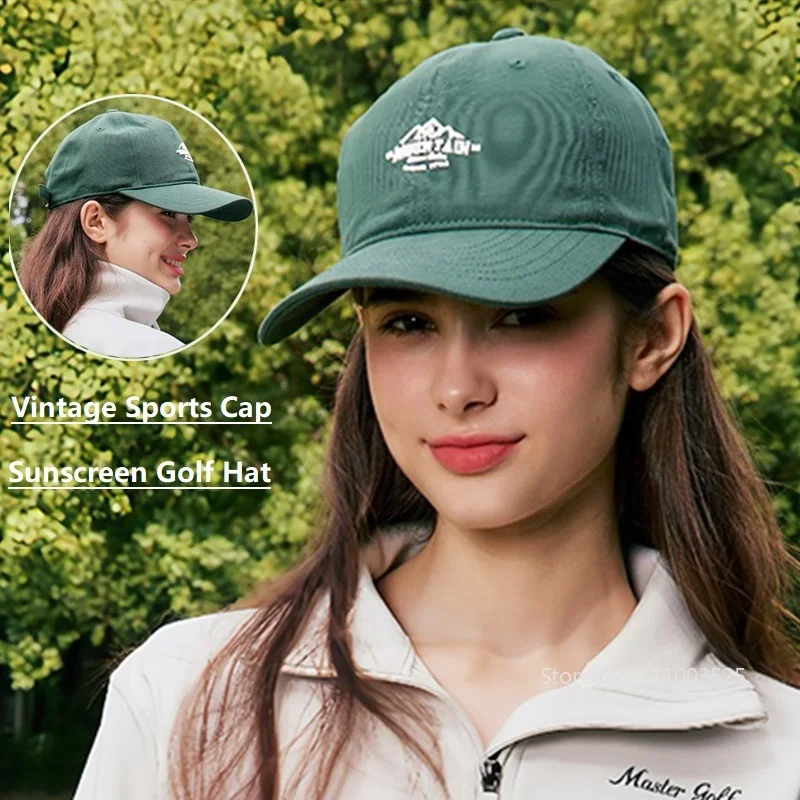 

MG Simple Outdoor Sports Hat Vintage Women Golf Hat Ladies Fashion Sunscreen Anti-UV Golf Cap Fashion Retro Ball Cap