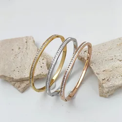 Fashionable New Stainless Steel Bracelet Jewelry for Women Men Simple Rhinestone Gold Plated Girls Gift Hot Selling Free Shippin