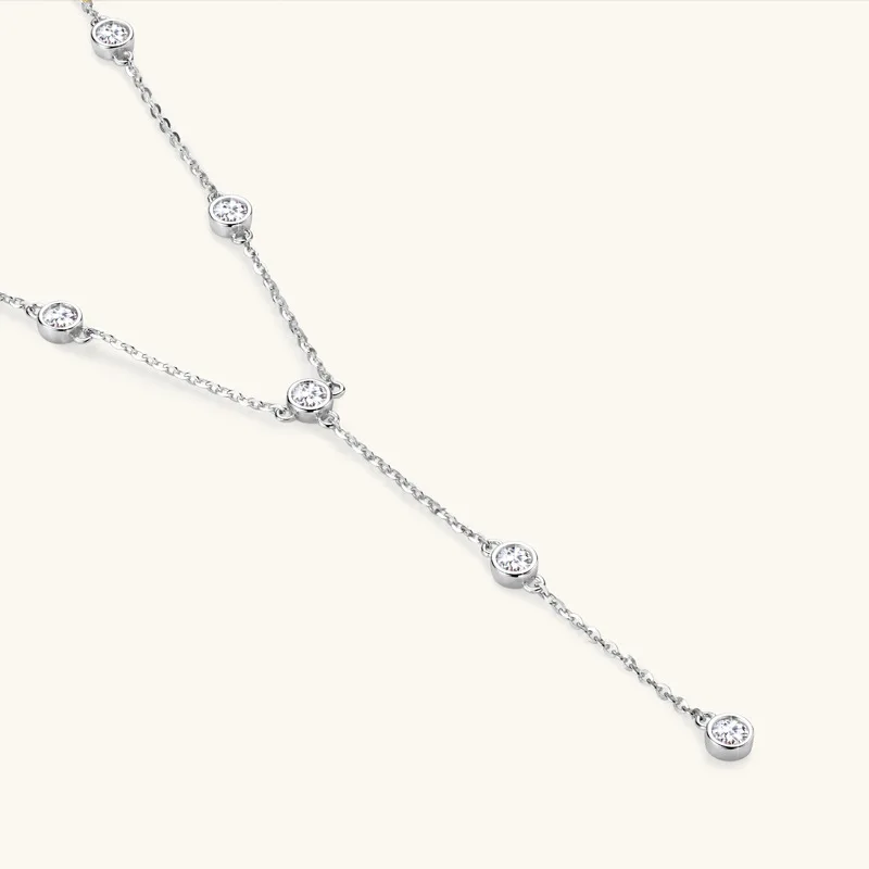 TBCYD 3MM 1.1CT D Kolor Moissanite Łańcuch Naszyjniki Dla Kobiet S925 Srebrny Łańcuch Sweter W Kształcie Y Choker Impreza Drobna Biżuteria Prezenty — zdjęcie 5
