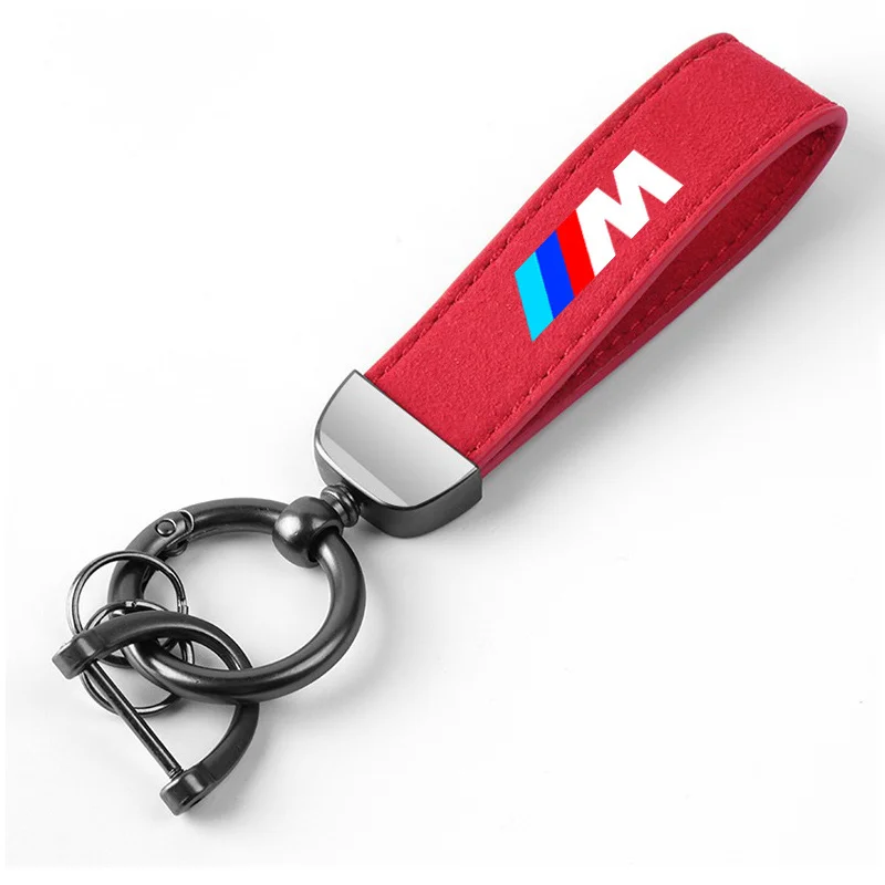 Car Suede Keychain Leather Key Chain For BMW M Power Performance M3 M5 X1 X3 X5 X6 E46 E39 Car Key Strap Waist Wallet Keyrings