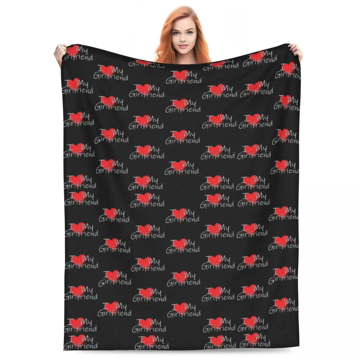 

I Love My Girlfriend - Funny Minimalistic Boyfriend Blanket Fleece Throw Blankets for Home Bedroom Travel Throws Bedspread Quilt